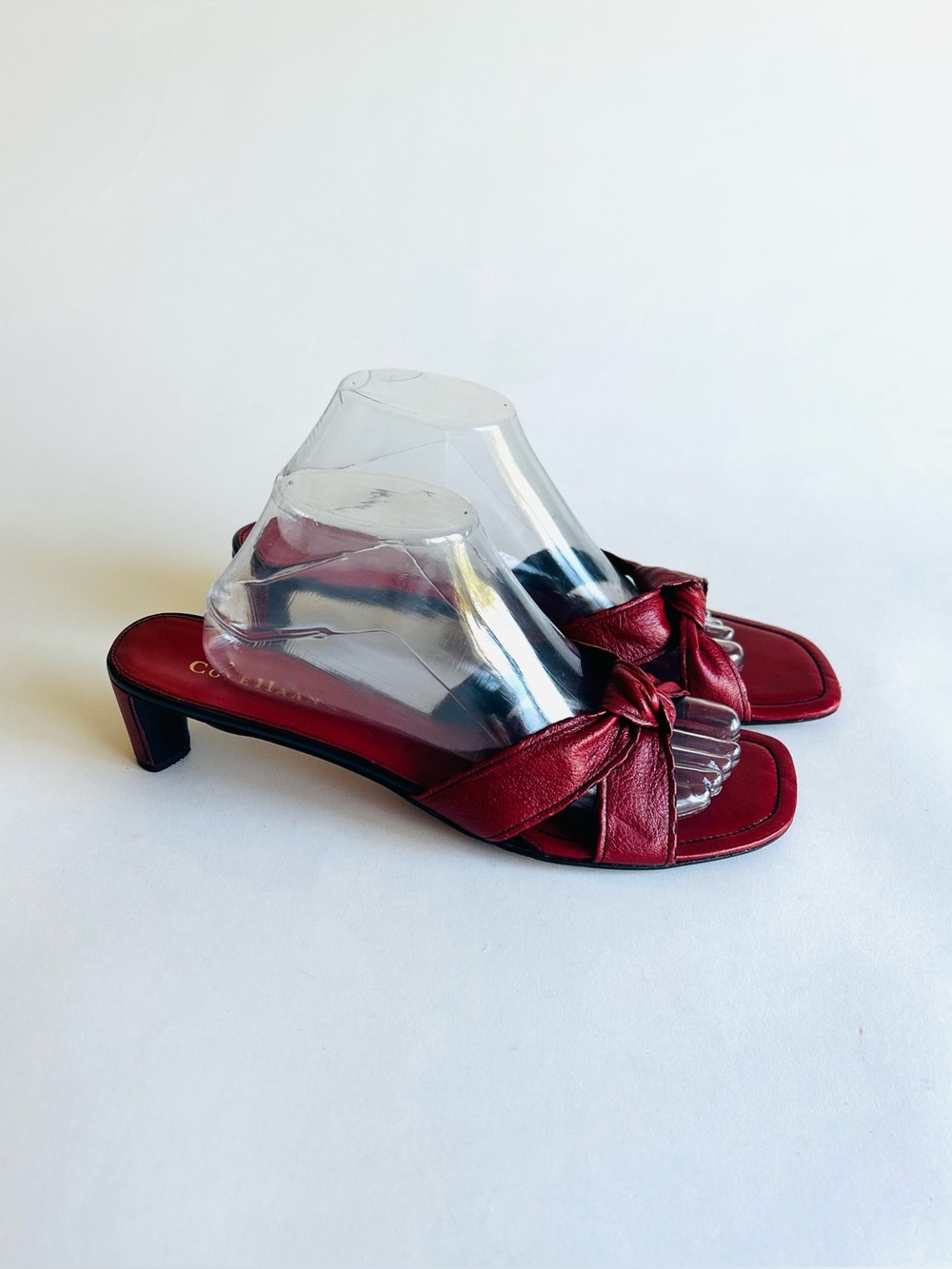 Cole Haan Red Leather Heeled Flip Flops Sandals size 11AA